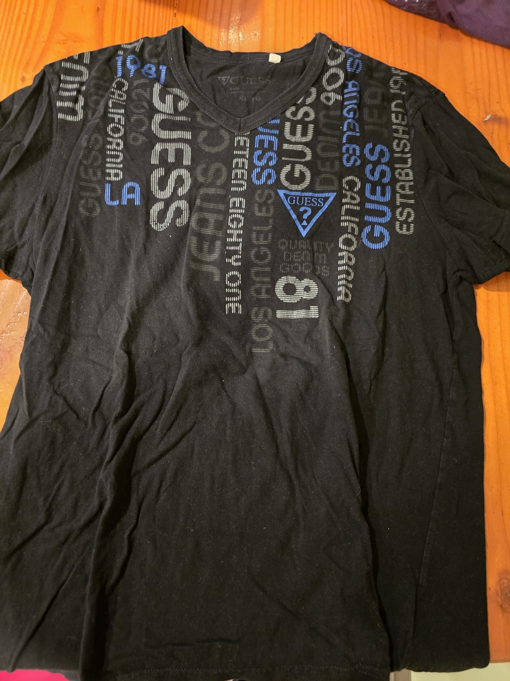 Calvin Klein Black Short-Sleeve Graphic Tee with Blue Accents
